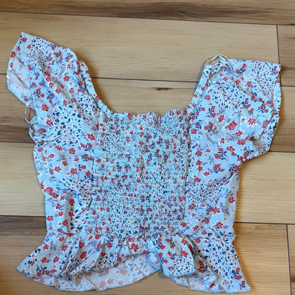 Japna Floral Off-Shoulder Blouse - Red and Blue - Picture 3 of 3